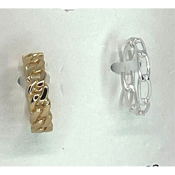 18K Gold Plated Chain Band Ring (2 Piece Set) Size 7 Chic Trendy Style Shiny NWT